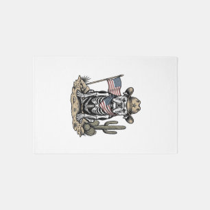 Vintage Cowboy Skeleton Dog Patriotic Shirt Design Rug