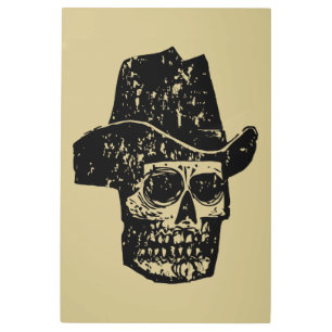 Vintage Cowboy Skull Print with Old Western Hat