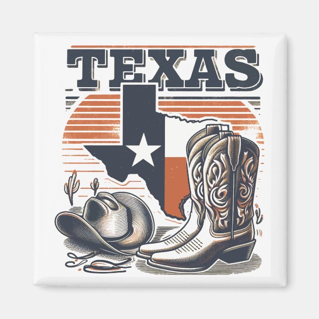 Vintage Cowboy Texas Magnet (Front)
