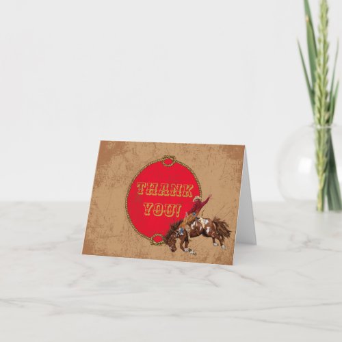 Vintage cowboy thank you card