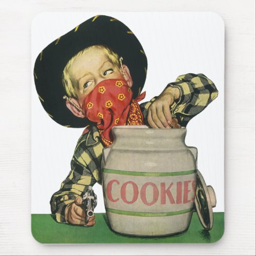 Vintage Cowboy Toy Gun Hand in the Cookie Jar Mouse Pad