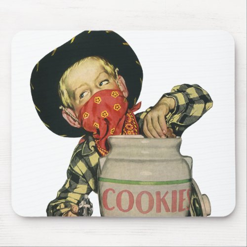 Vintage Cowboy Toy Gun Hand in the Cookie Jar Mouse Pad