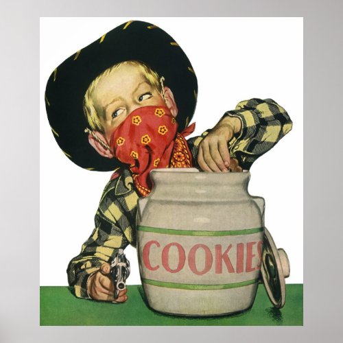 Vintage Cowboy Toy Gun Hand in the Cookie Jar Poster