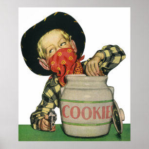Vintage Cowboy Toy Gun Hand in the Cookie Jar Poster