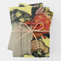 Cowboy Retro Boy Child Cute Western Wrapping Paper Sheets