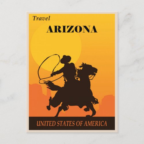 Vintage Cowboy Travel Arizona Postcard
