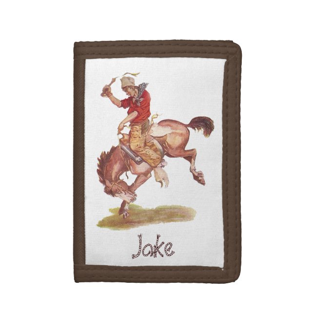 Vintage Cowboy Tri-fold Wallet (Front Vertical)