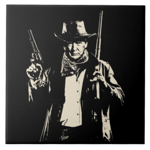 Vintage Cowboy Trump Ready to Kick Some Democrats Ceramic Tile