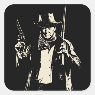 Vintage Cowboy Trump Ready to Kick Some Democrats  Square Sticker