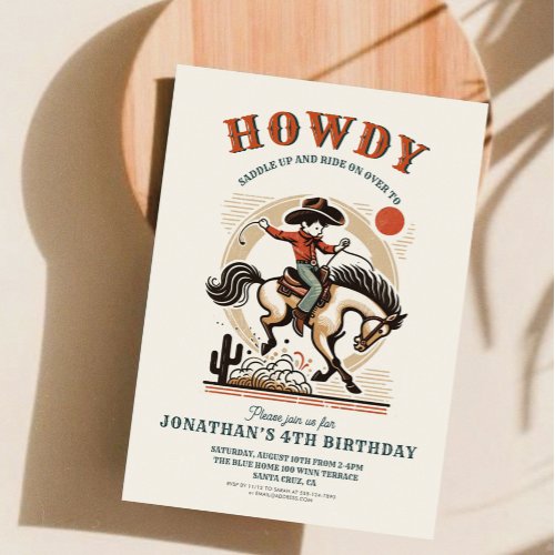 Vintage Cowboy Western Birthday  Invitation