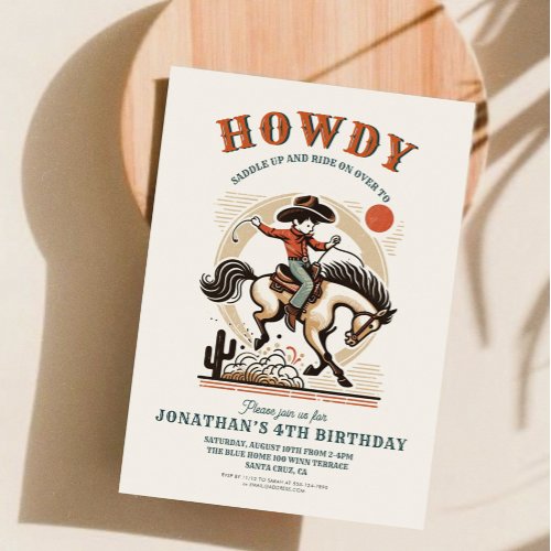 Vintage Cowboy Western Birthday  Invitation