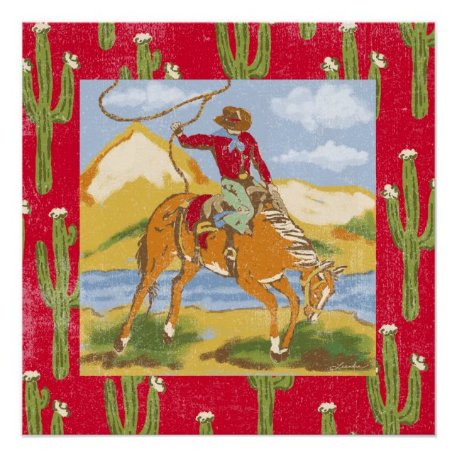 Vintage Cowboy Western Rodeo Wild West Poster (Front)
