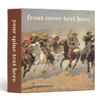 Vintage Cowboys, A Dash For Timber by Remington 3 Ring Binder