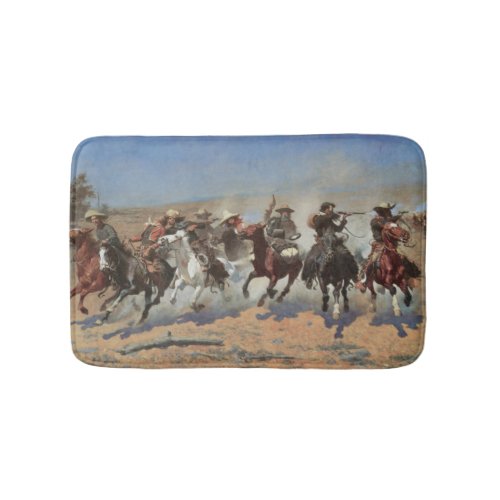 Vintage Cowboys A Dash For Timber by Remington Bath Mat