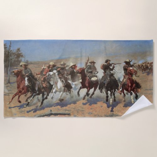 Vintage Cowboys A Dash For Timber by Remington Beach Towel