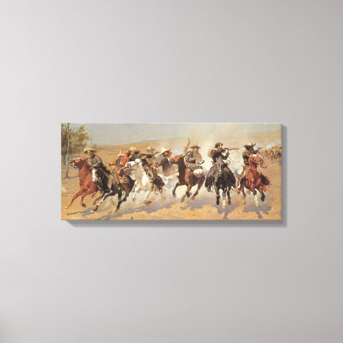 Vintage Cowboys A Dash For Timber by Remington Canvas Print