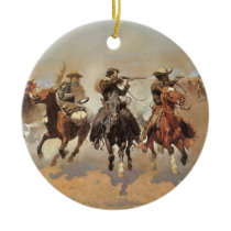 Vintage Cowboys, A Dash For Timber by Remington Ceramic Ornament