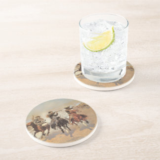 Vintage Cowboys, A Dash For Timber by Remington Drink Coaster