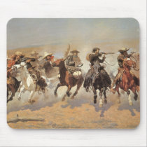 Vintage Cowboys, A Dash For Timber by Remington Mouse Pad