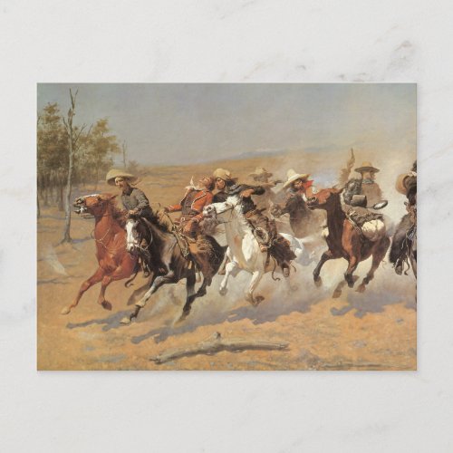 Vintage Cowboys A Dash For Timber by Remington Postcard