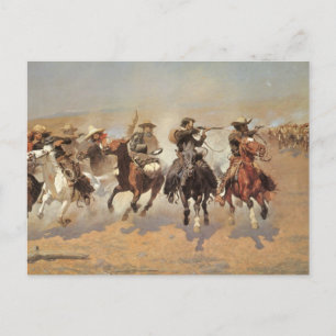 Vintage Cowboys, A Dash For Timber by Remington Postcard