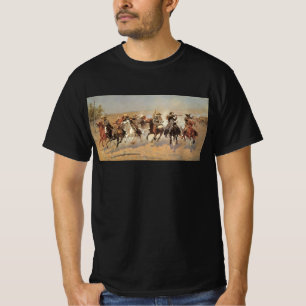 Vintage Cowboys, A Dash For Timber by Remington T-Shirt