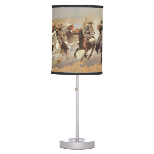 Vintage Cowboys, A Dash For Timber by Remington Table Lamp