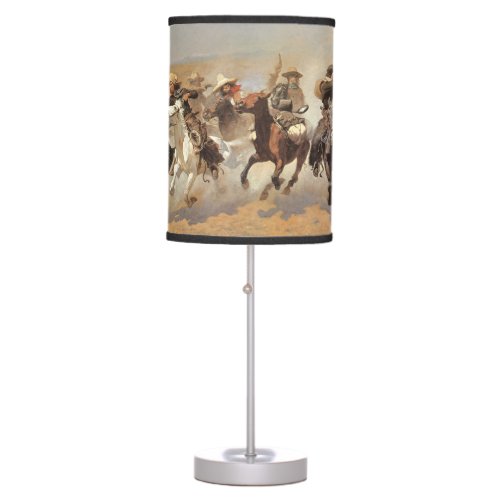 Vintage Cowboys A Dash For Timber by Remington Table Lamp