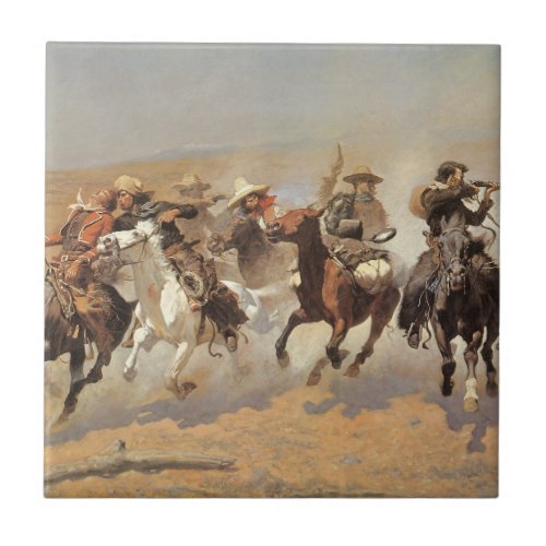 Vintage Cowboys A Dash For Timber by Remington Tile