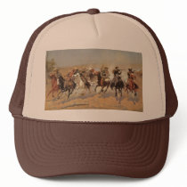 Vintage Cowboys, A Dash For Timber by Remington Trucker Hat