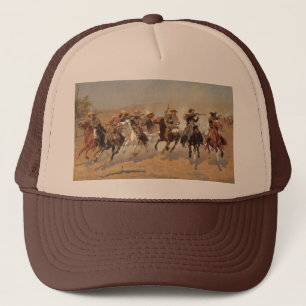 Vintage Cowboys, A Dash For Timber by Remington Trucker Hat