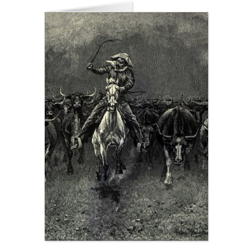 Vintage Cowboys A Stampede by Frederic Remington