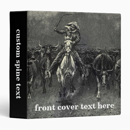 Vintage Cowboys A Stampede by Frederic Remington 3 Ring Binder