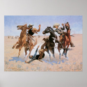 Vintage Cowboys, Aiding a Comrade by Remington Poster