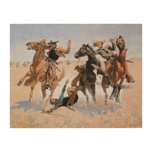 Vintage Cowboys Aiding a Comrade by Remington Wood Wall Decor