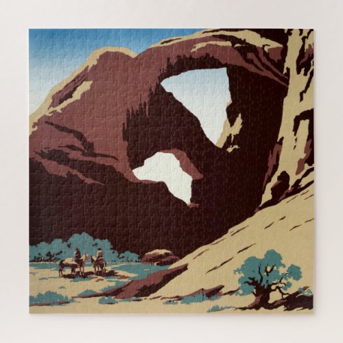 Vintage Cowboys American Western Art WPA Poster Jigsaw Puzzle