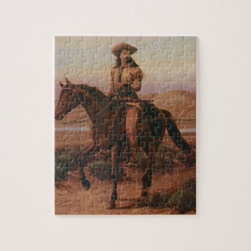 Vintage Cowboys Buffalo Bill on Charlie by Cary Jigsaw Puzzle