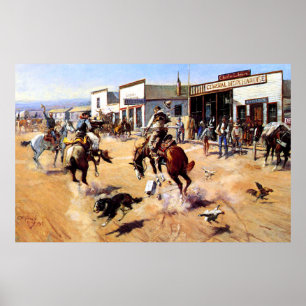 Vintage Cowboys Guns And Horse Bank Robbery Poster