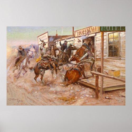 Vintage Cowboys Guns And Horse Hotel Robbery Poster