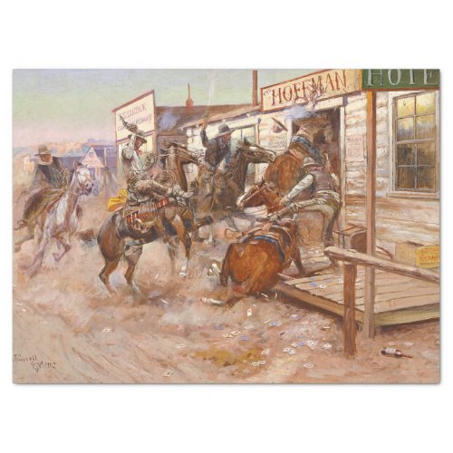 Vintage Cowboys Guns Horse Hotel Robbery Decoupage Tissue Paper
