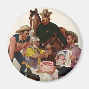Vintage Cowboys, Happy Birthday Party Tex Magnet