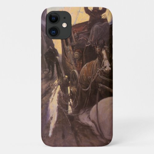 Vintage Cowboys Hold Up in the Canyon by NC Wyeth iPhone 11 Case