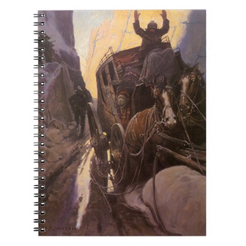 Vintage Cowboys Hold Up in the Canyon by NC Wyeth Notebook