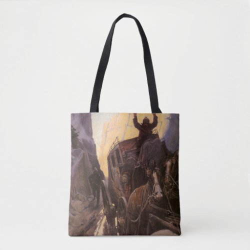 Vintage Cowboys Hold Up in the Canyon by NC Wyeth Tote Bag