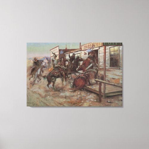 Vintage Cowboys In Without Knocking by CM Russell Canvas Print