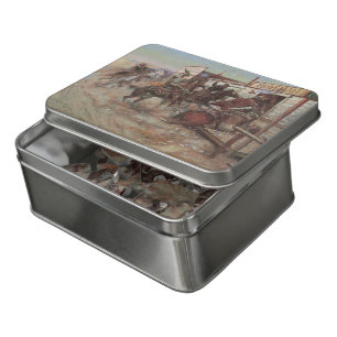 Vintage Cowboys, In Without Knocking by CM Russell Jigsaw Puzzle