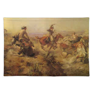 Vintage Cowboys, Jerked Down by CM Russell Cloth Placemat