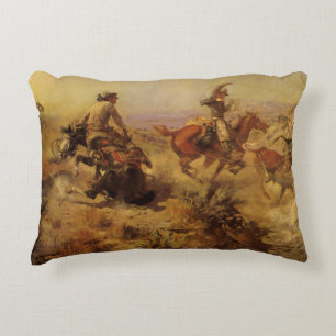 Vintage Cowboys, Jerked Down by CM Russell Decorative Pillow