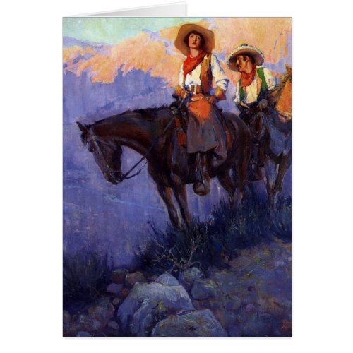 Vintage Cowboys Man and Woman on Horses Anderson