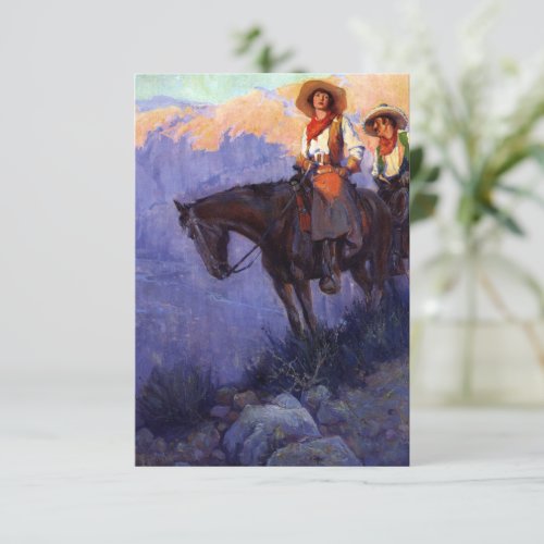 Vintage Cowboys Man and Woman on Horses Anderson